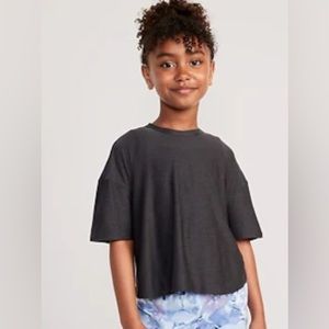 old navy girls, loose cropped tee, dark grey, size girls xl 14-16